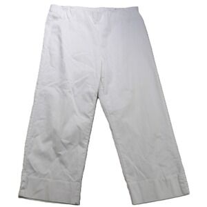Snappy Turtle White Pull On Pants Women Medium Cotton Blend Crop Casual USA Made